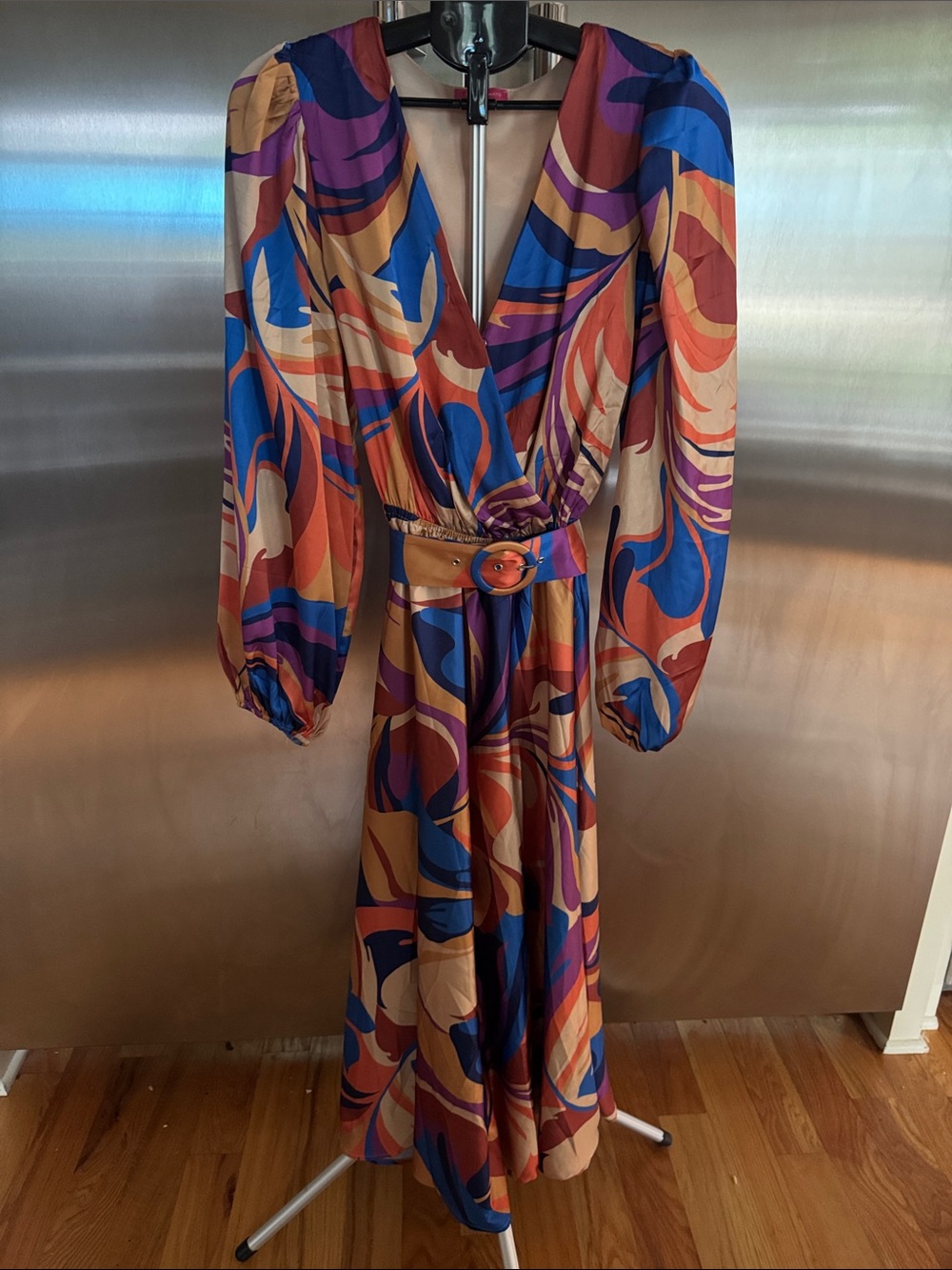 Flying Tomato Multicolor Swirl Maxi Dress - Blue, Orange, Purple - Picture 2 of 16